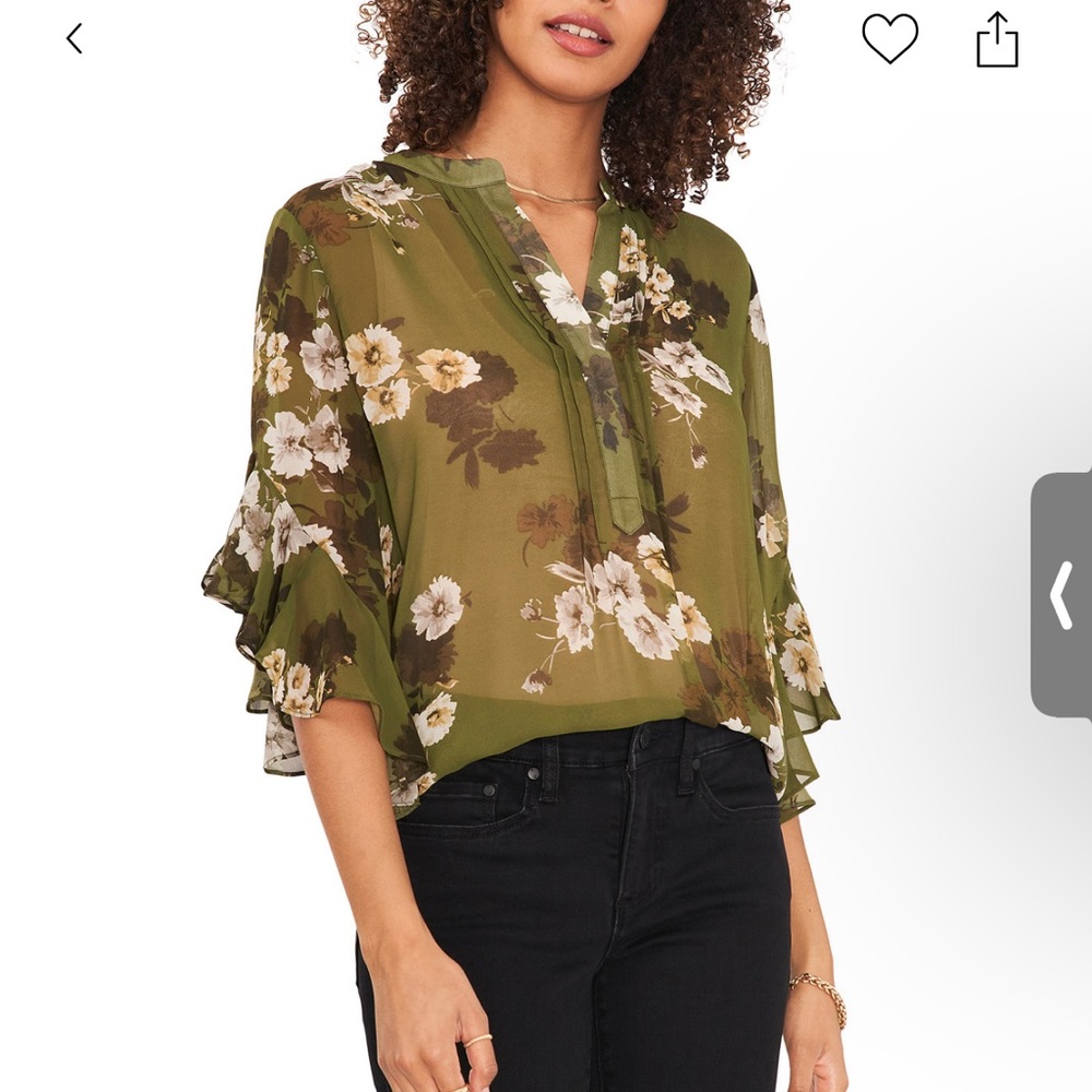 Vince Camuto New! Women's Ruffled-Sleeve Pintucked Blouse BNWTS $79.00